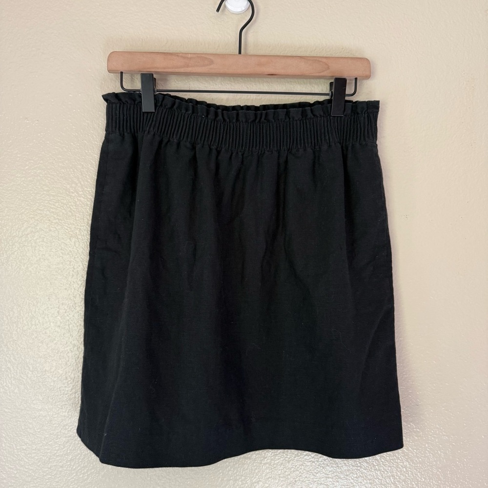 J. Crew Sidewalk Black Mini Cotton/linen Skirt